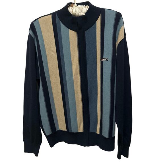 Men’s Polka Original Classic  Rockabilly Cardigan , Sz M, Navy Tan & Blue Zip up - Picture 1 of 9